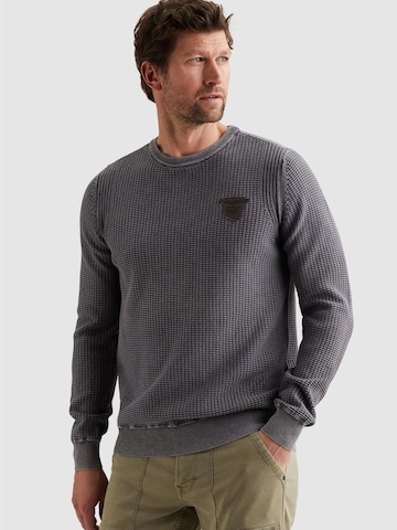PME Legend Sweater 'Pullover with garment-dye wash and ribbed collar' in Grey: front
