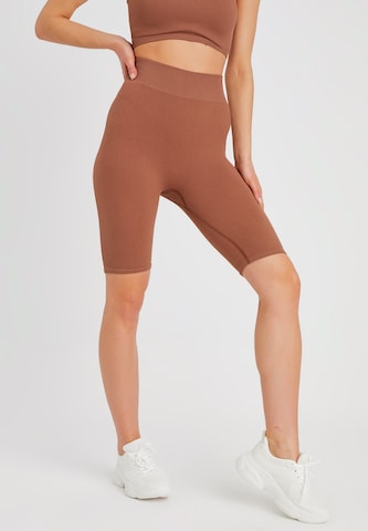 Leif Nelson Slim fit Leggings in Brown: front