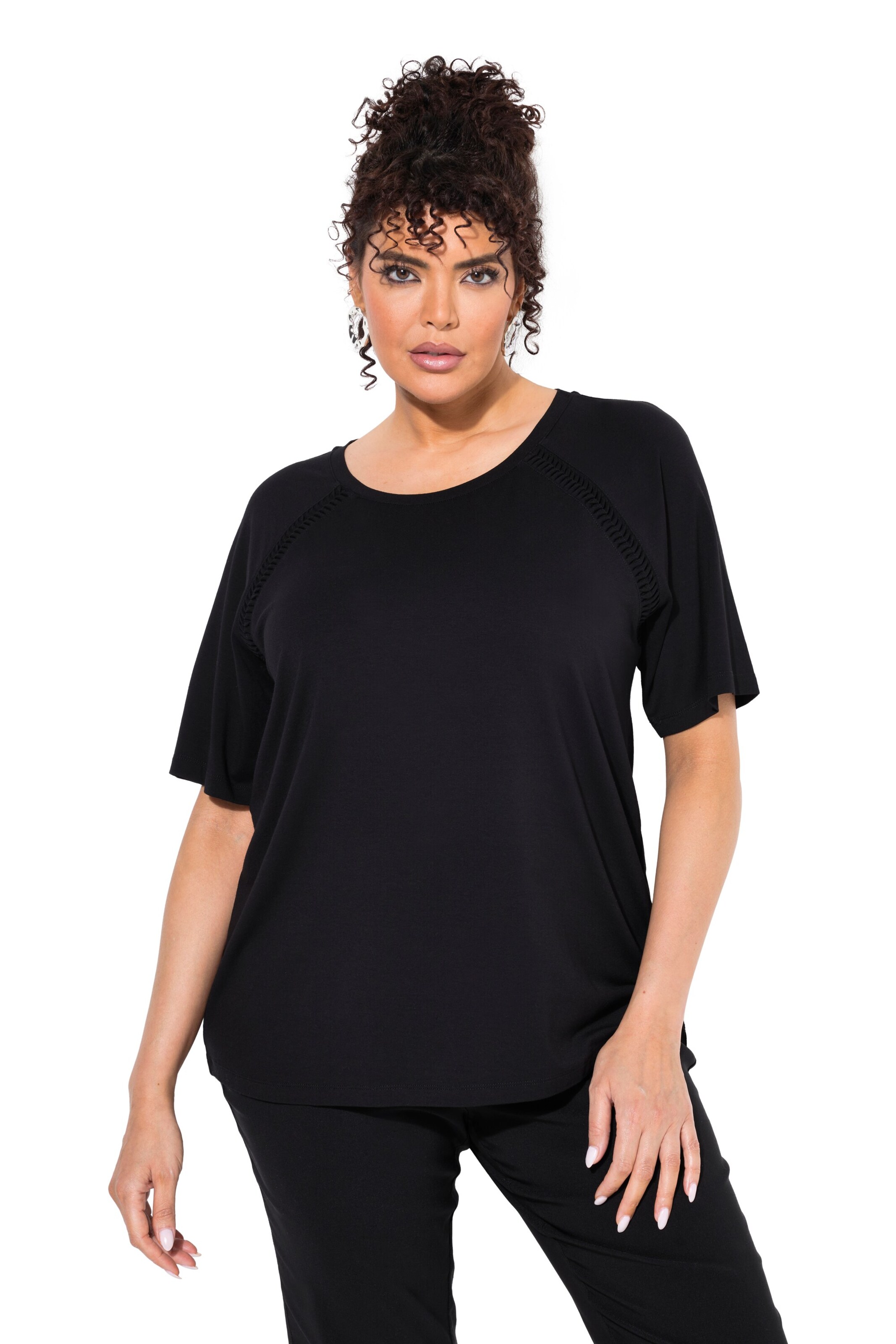 Ulla Popken Shirt in Zwart: voorkant