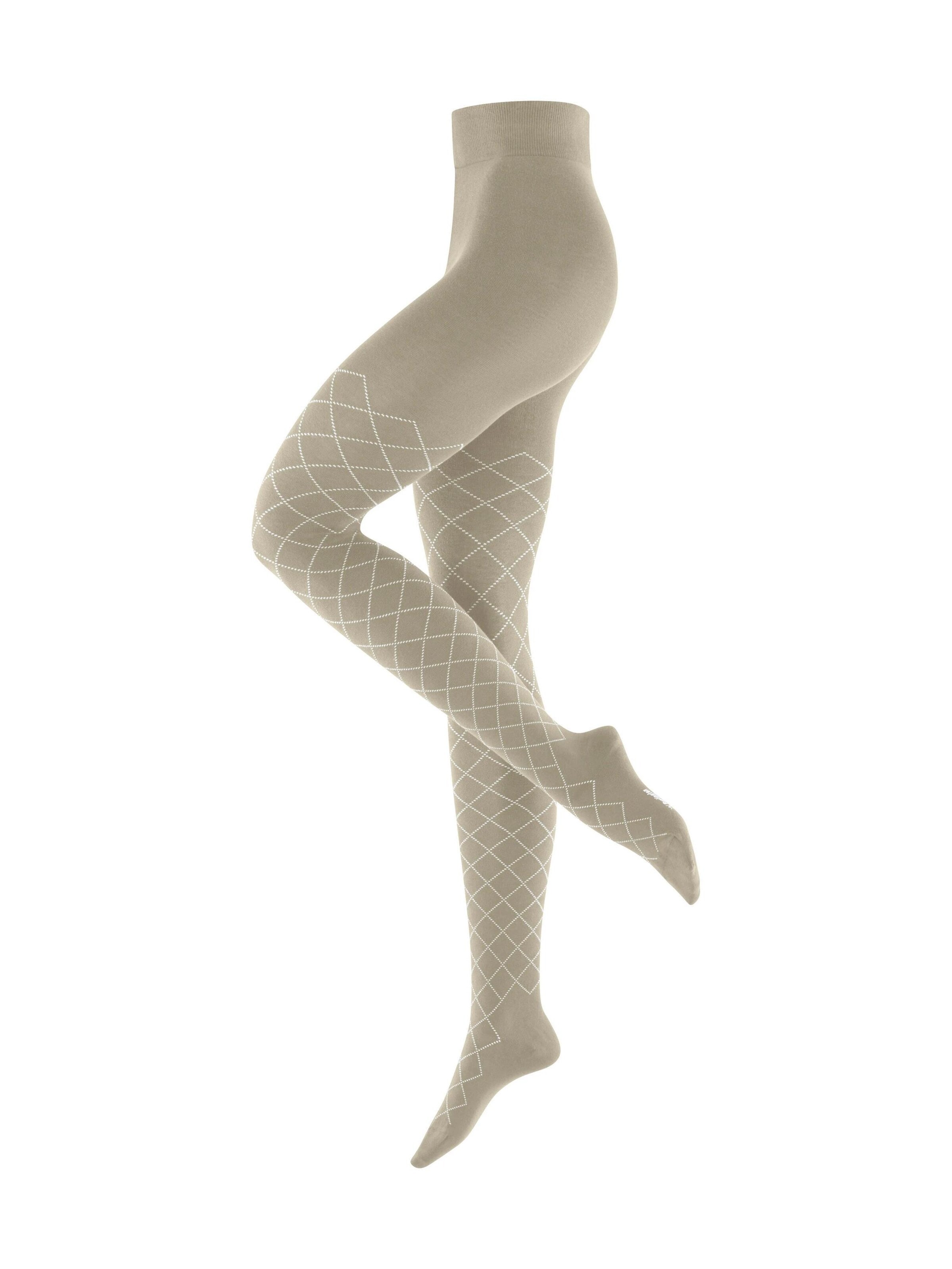 BURLINGTON Tights 'Argyle Affair' in White: front