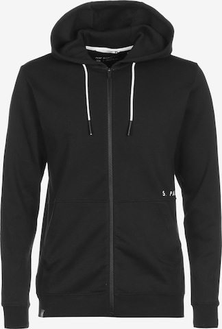 FC St. Pauli Athletic Zip-Up Hoodie in Black: front