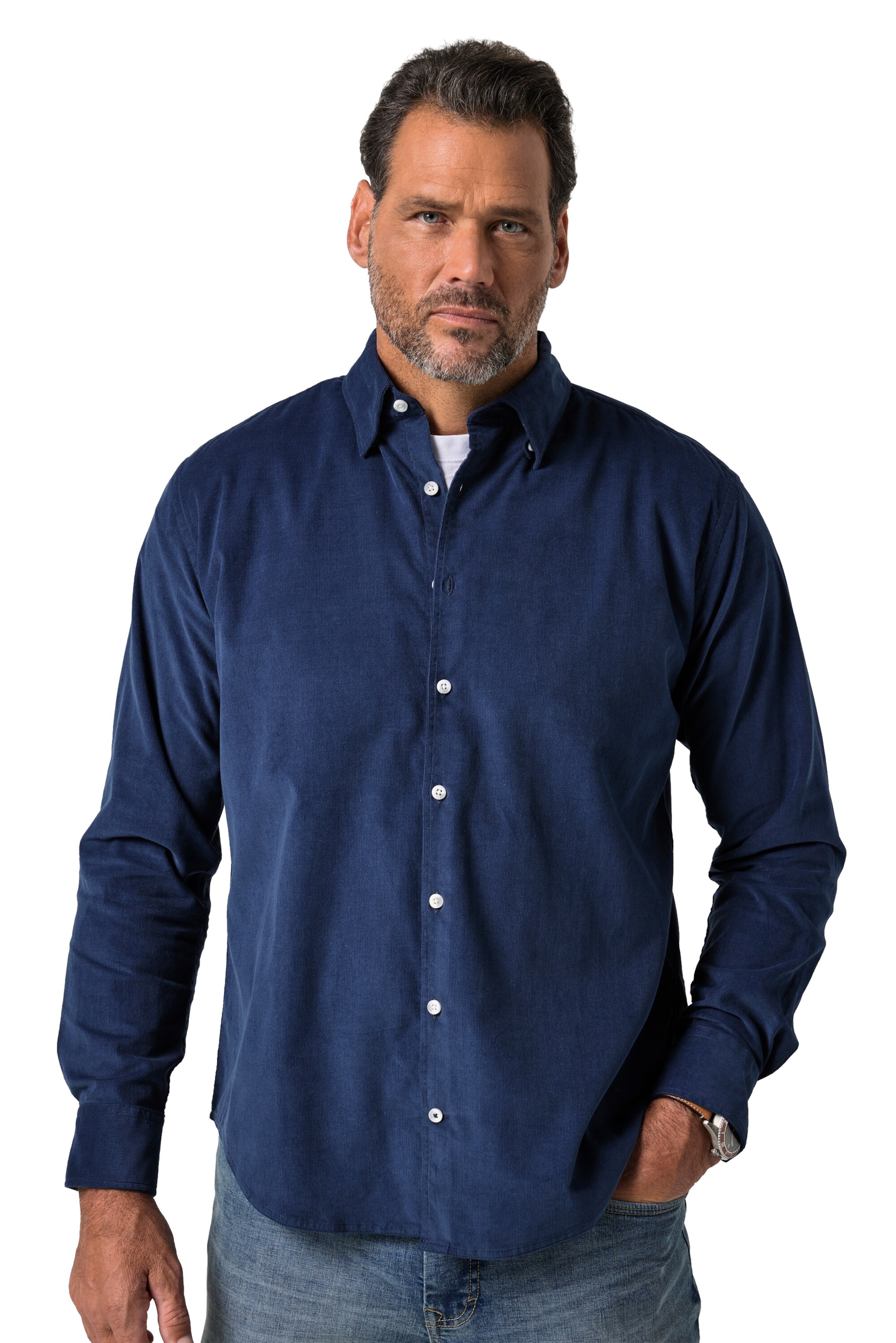 JP1880 Regular fit Overhemd in Blauw: voorkant