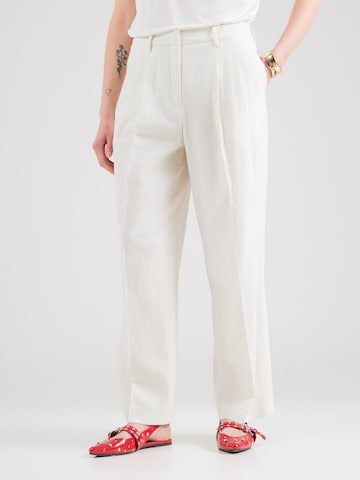 Calvin Klein Široke hlačnice Hlače z naborki | bela barva: sprednja stran