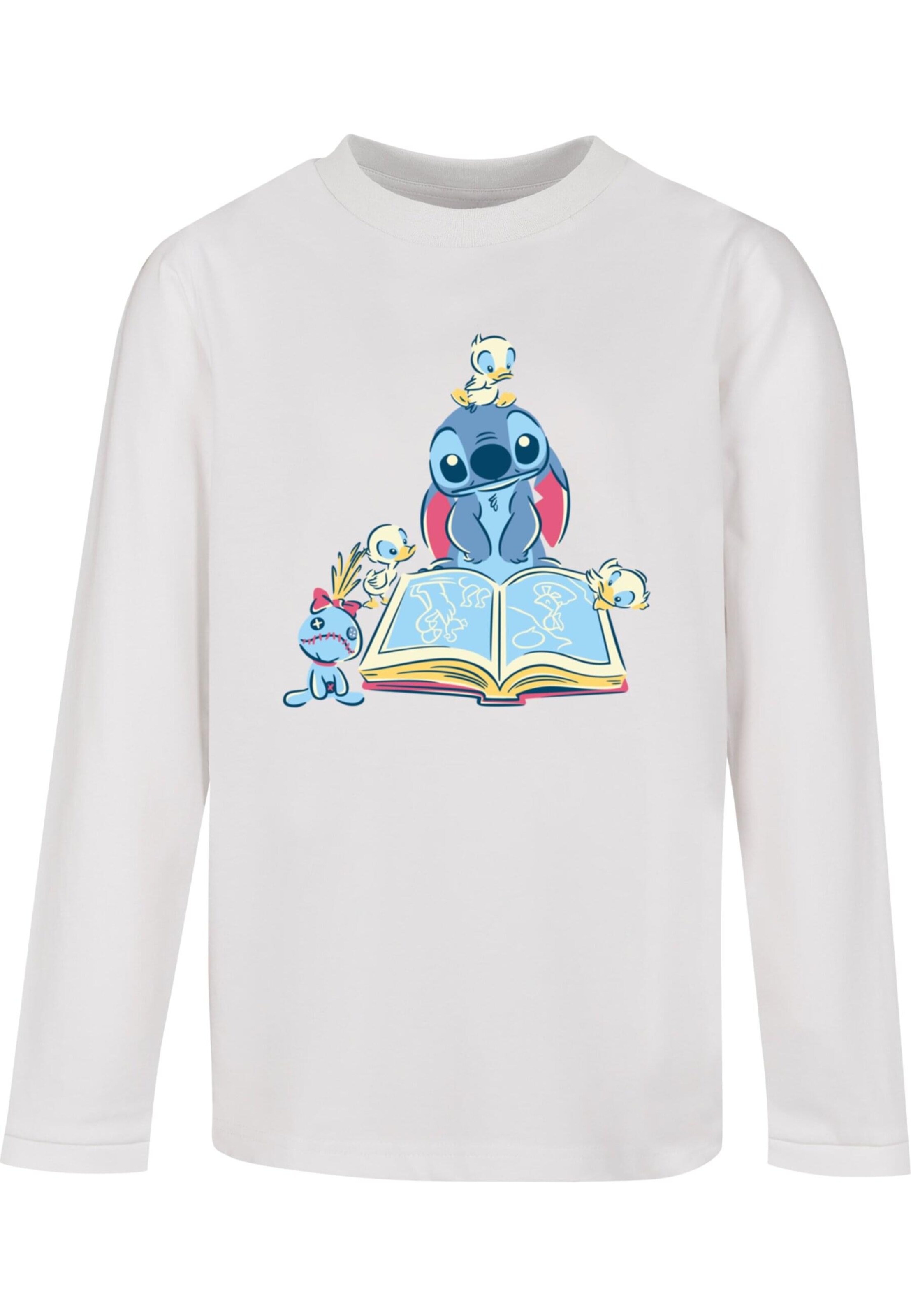ABSOLUTE CULT Shirt 'Lilo And Stitch - Reading A Book' in Wit: voorkant