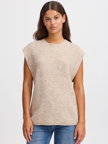 Pullover ' KAMARA WA3 ' di ICHI in beige: frontale