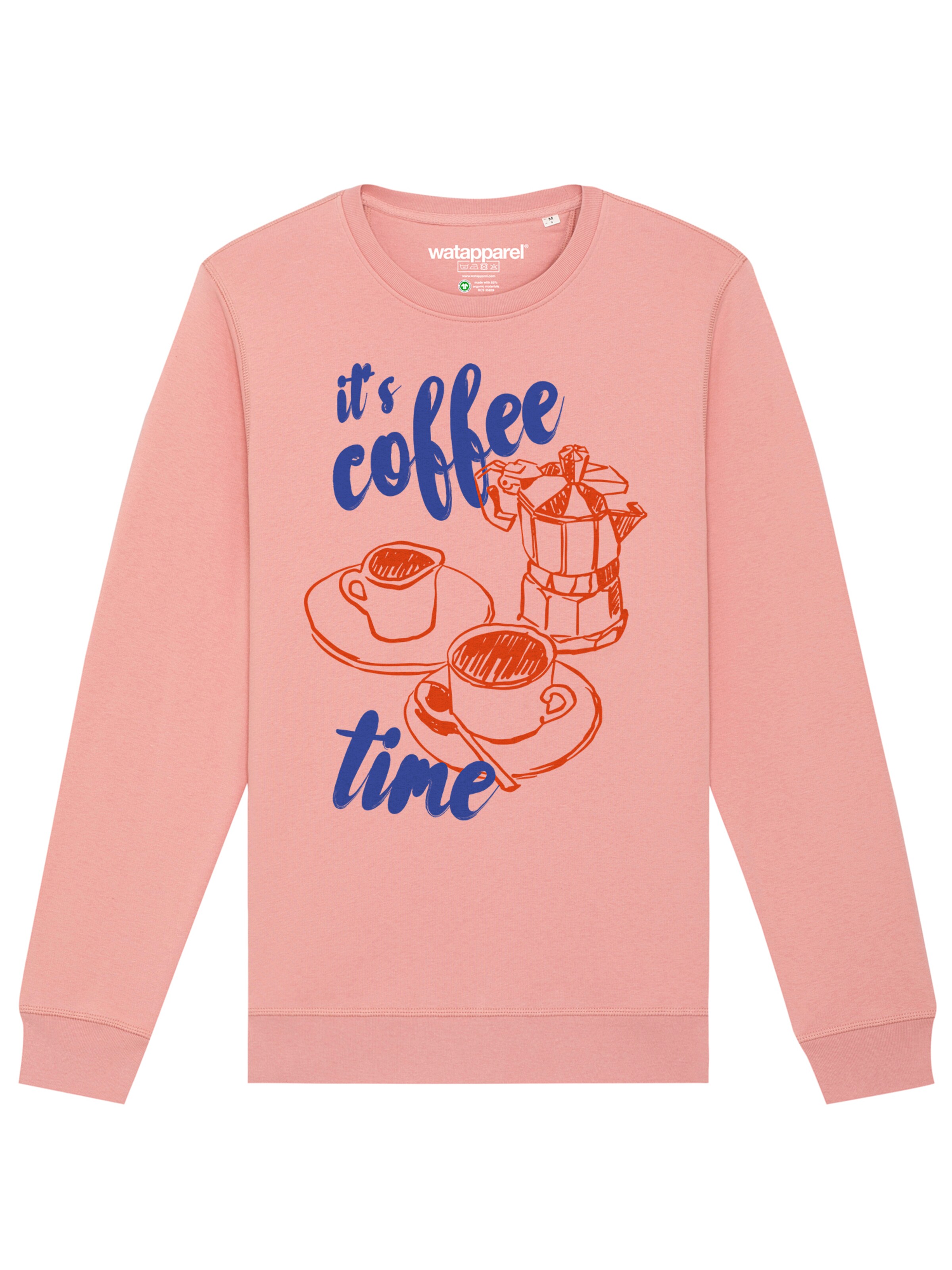 Sweat-shirt 'Its Coffee Time' Watapparel en rose : devant