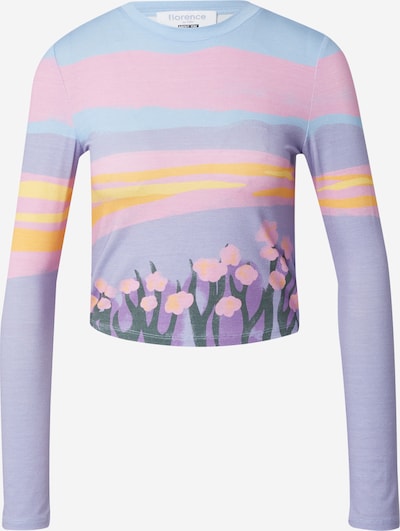 florence by mills exclusive for ABOUT YOU Koszulka 'Pink Skies' w kolorze jasnoniebieski / ciemnozielony / liliowy / różowy pudrowym, Podgląd produktu