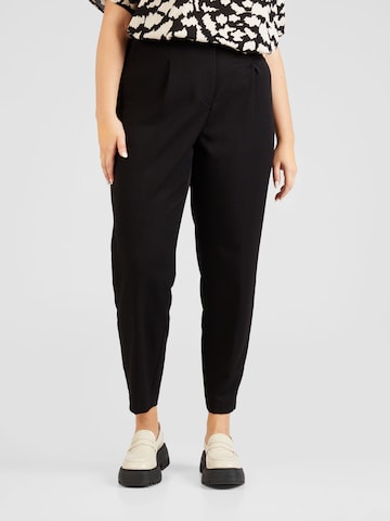 Vero Moda Curve Tapered Pleated Pants 'ISABEL' in Black: front