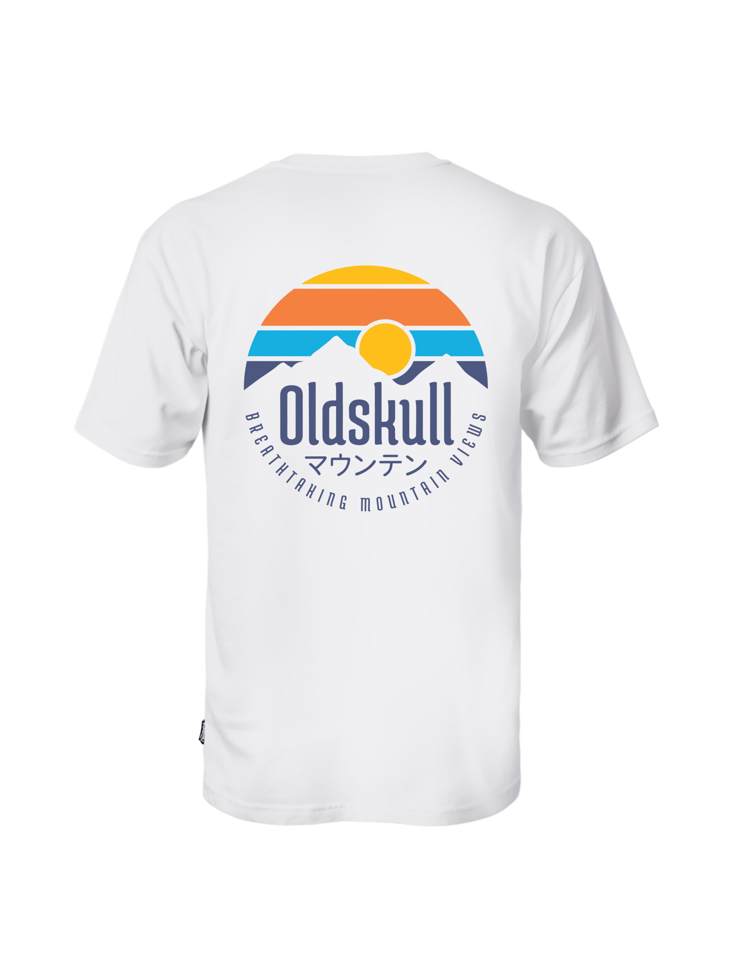 Oldskull Shirt 'Mountain' in Weiß: Vorderseite