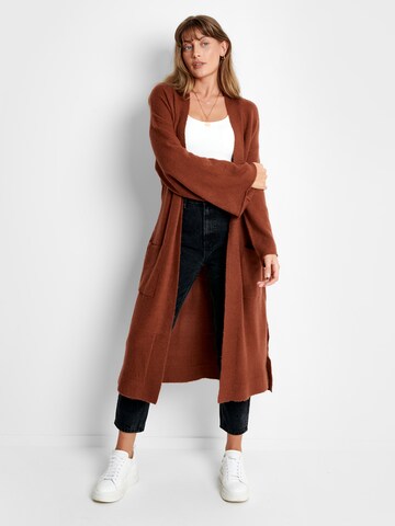 Threadbare Knitted coat 'Emerald' in Brown: front