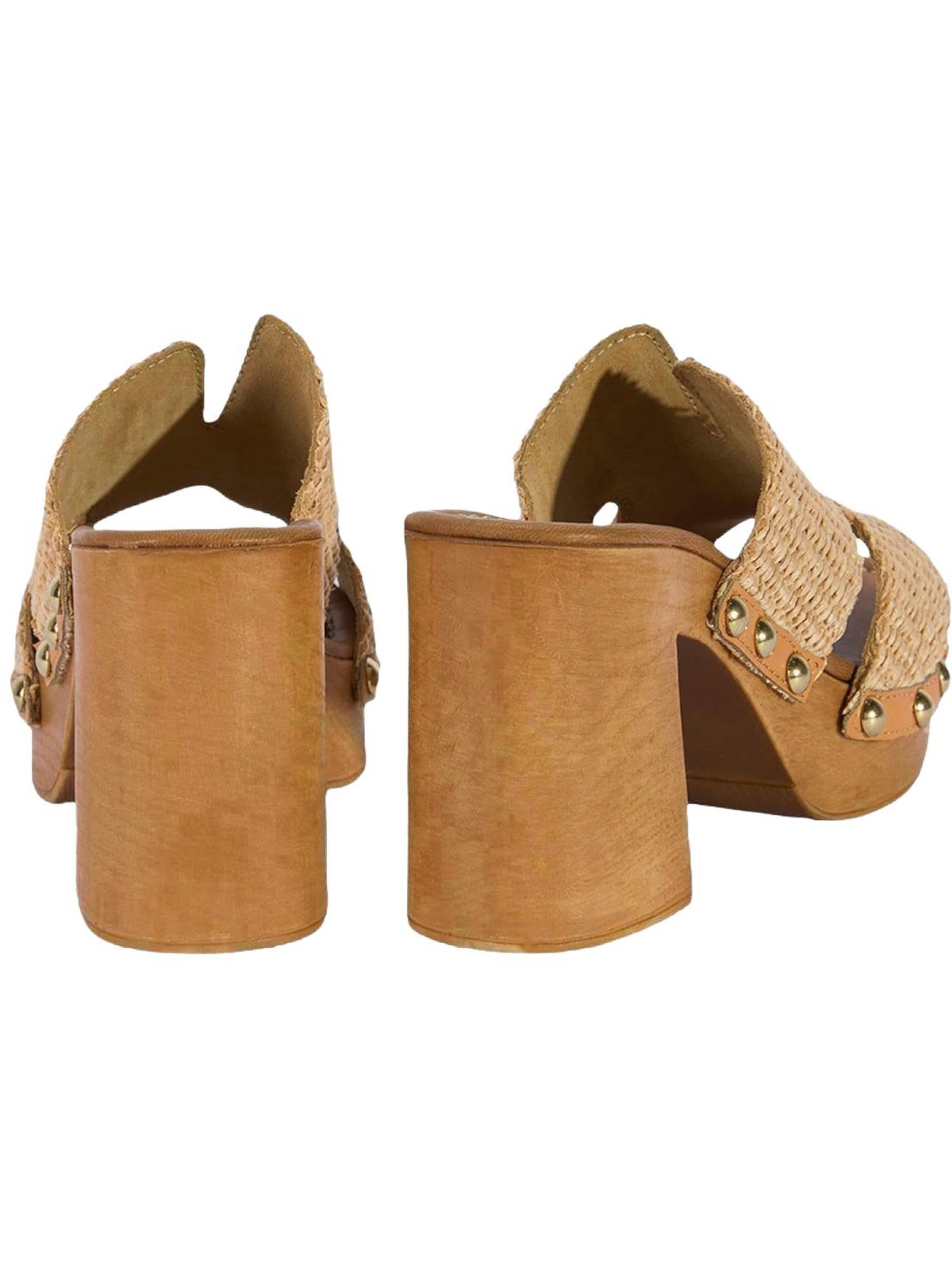 Desa Muiltjes 'DESA Damen-Plateausandalen aus Raffia' in Beige
