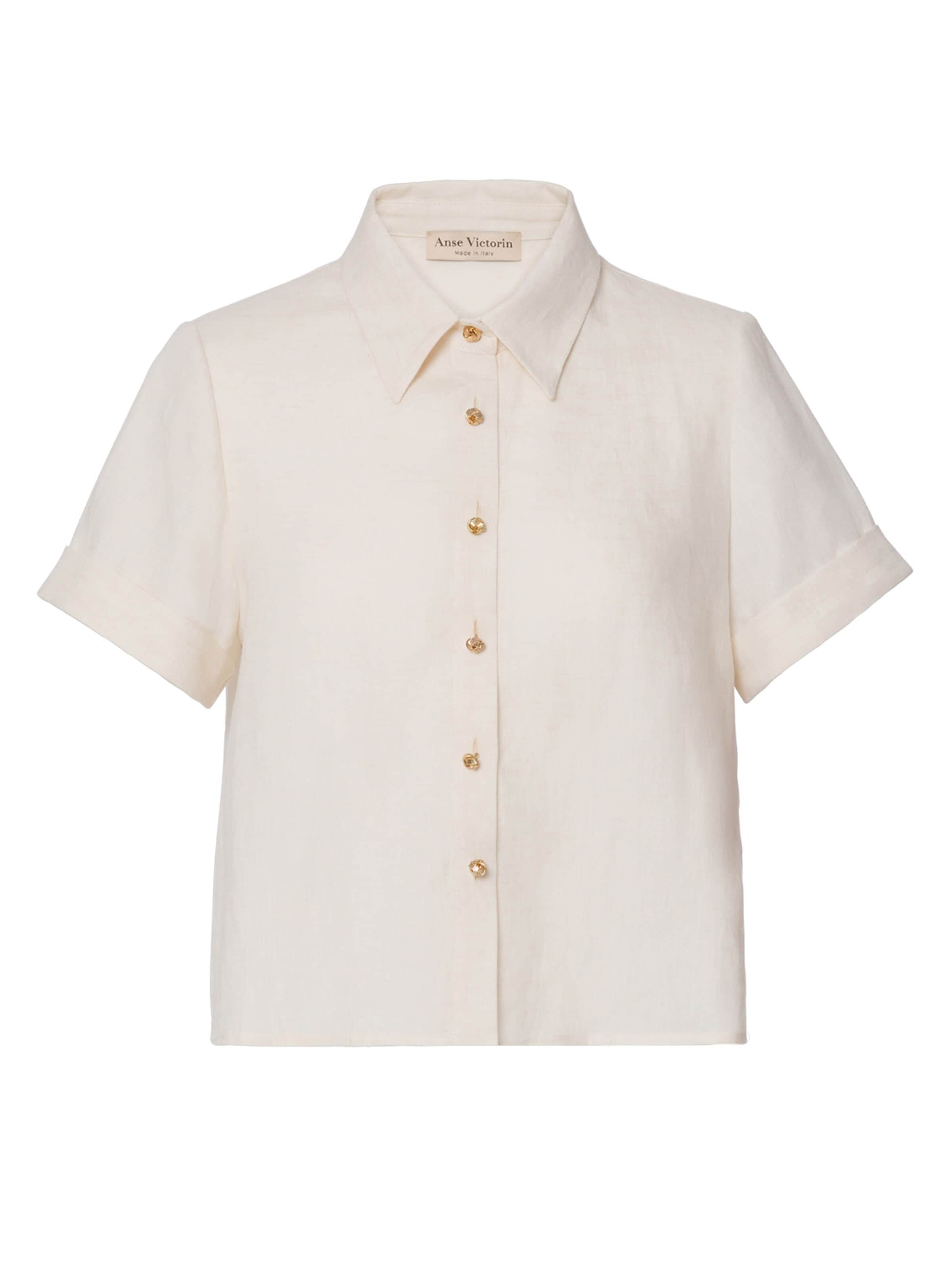 Anse Victorin Bluse 'Sarah Linen'‌‌‌‌‌‌ in Beige: Vorderseite