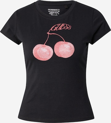 GUESS - Camiseta en negro: frente