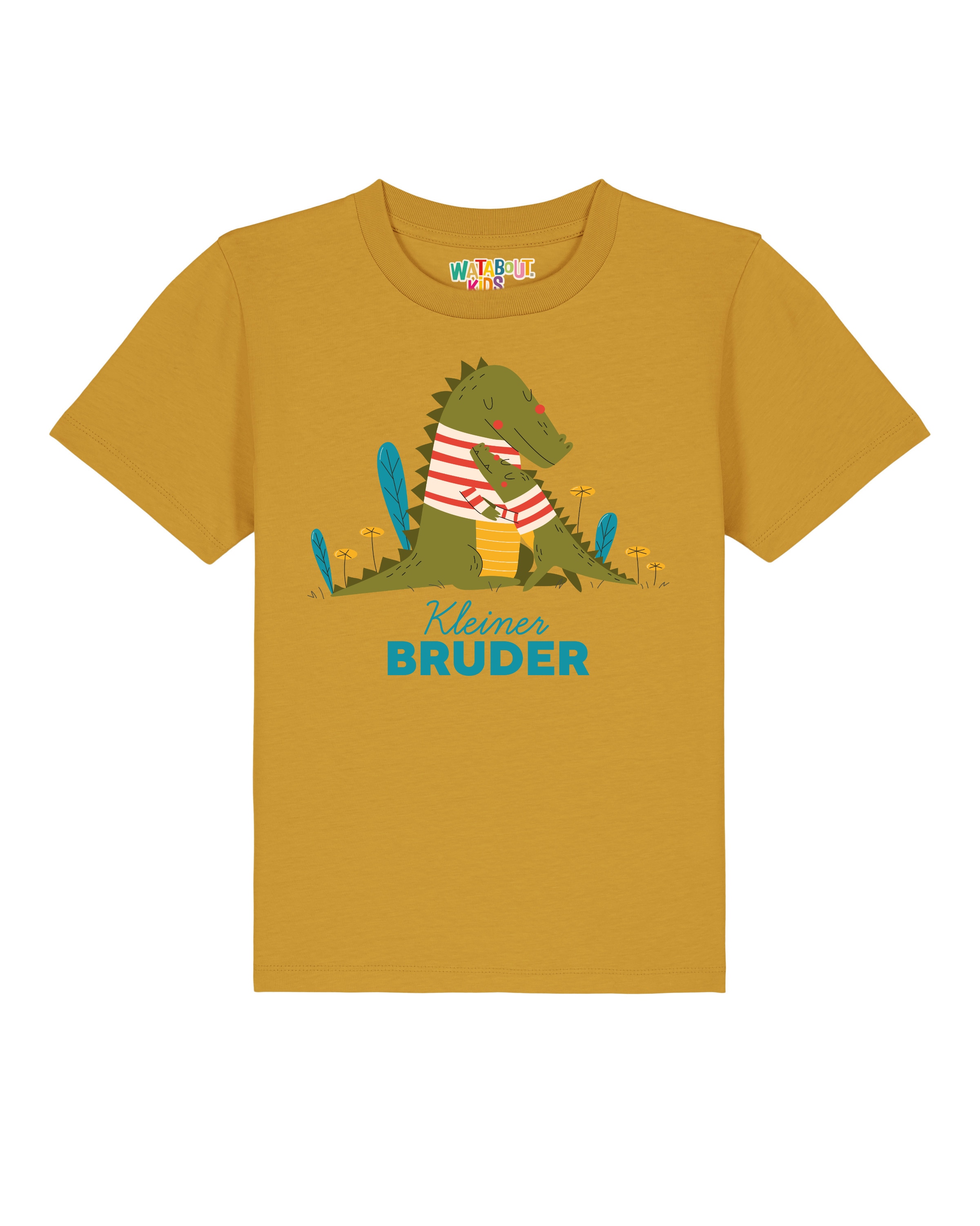 Maglietta 'Krokodil Kleiner Bruder' di watabout.kids in giallo: frontale