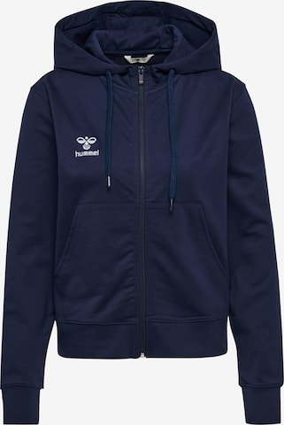 Hummel Athletic Zip-Up Hoodie in Blue: front