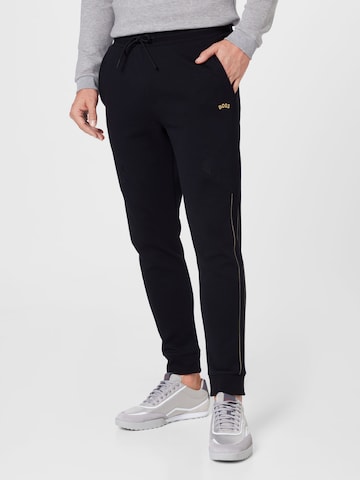 BOSS Green Tapered Trousers 'Hadiko 2' in Black: front