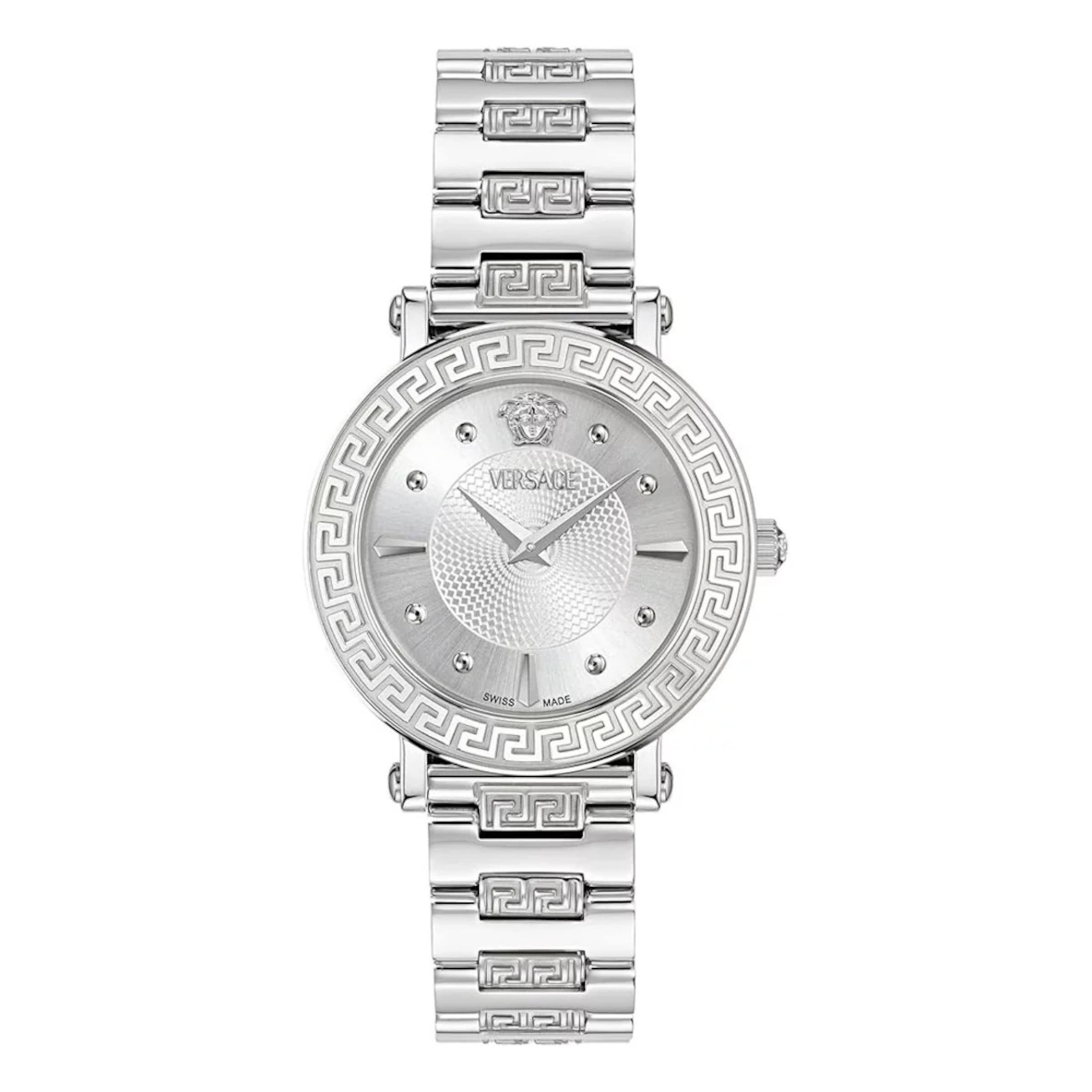 VERSACE Analoguhr 'Greca Sphere' in Silber: Vorderseite