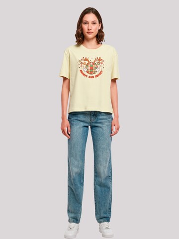 F4NT4STIC Oversized shirt 'Groovy And Bright Christmas Disco Deer' in Geel
