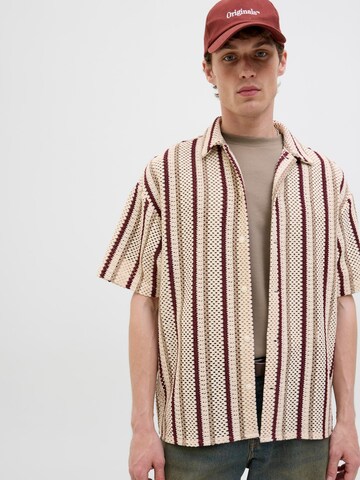 JACK & JONES Comfort fit Button Up Shirt in Beige