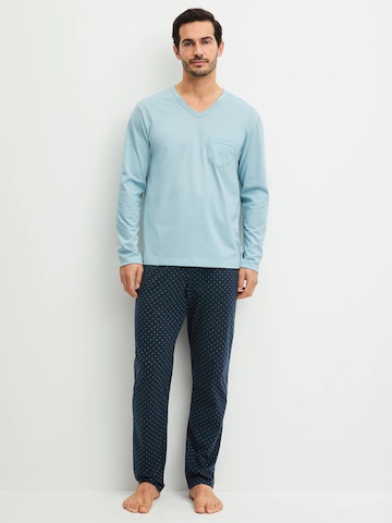 CALIDA Long Pajamas 'Relax Imprint' in Blue
