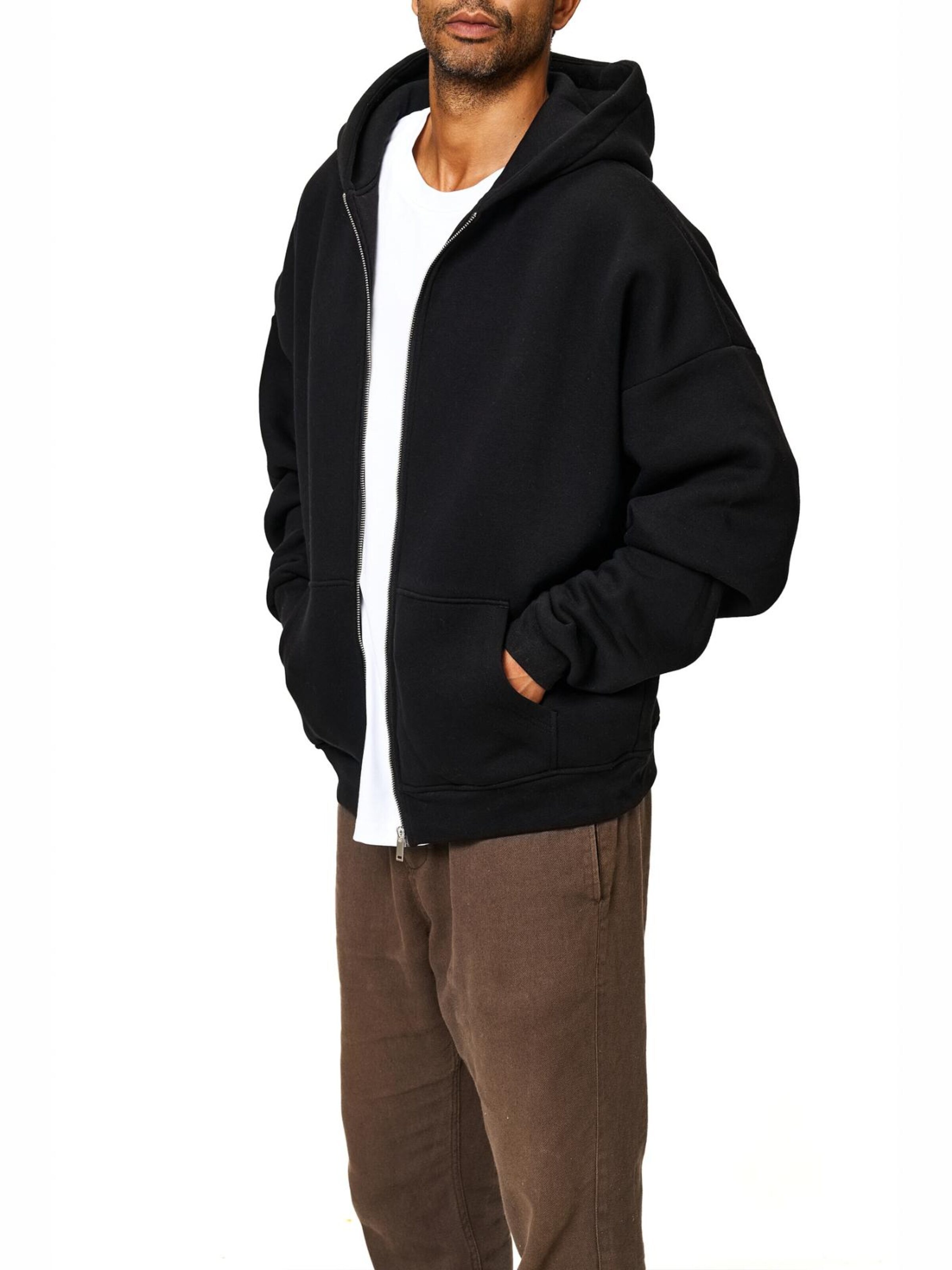 BlankOrder Zip-Up Hoodie in Black
