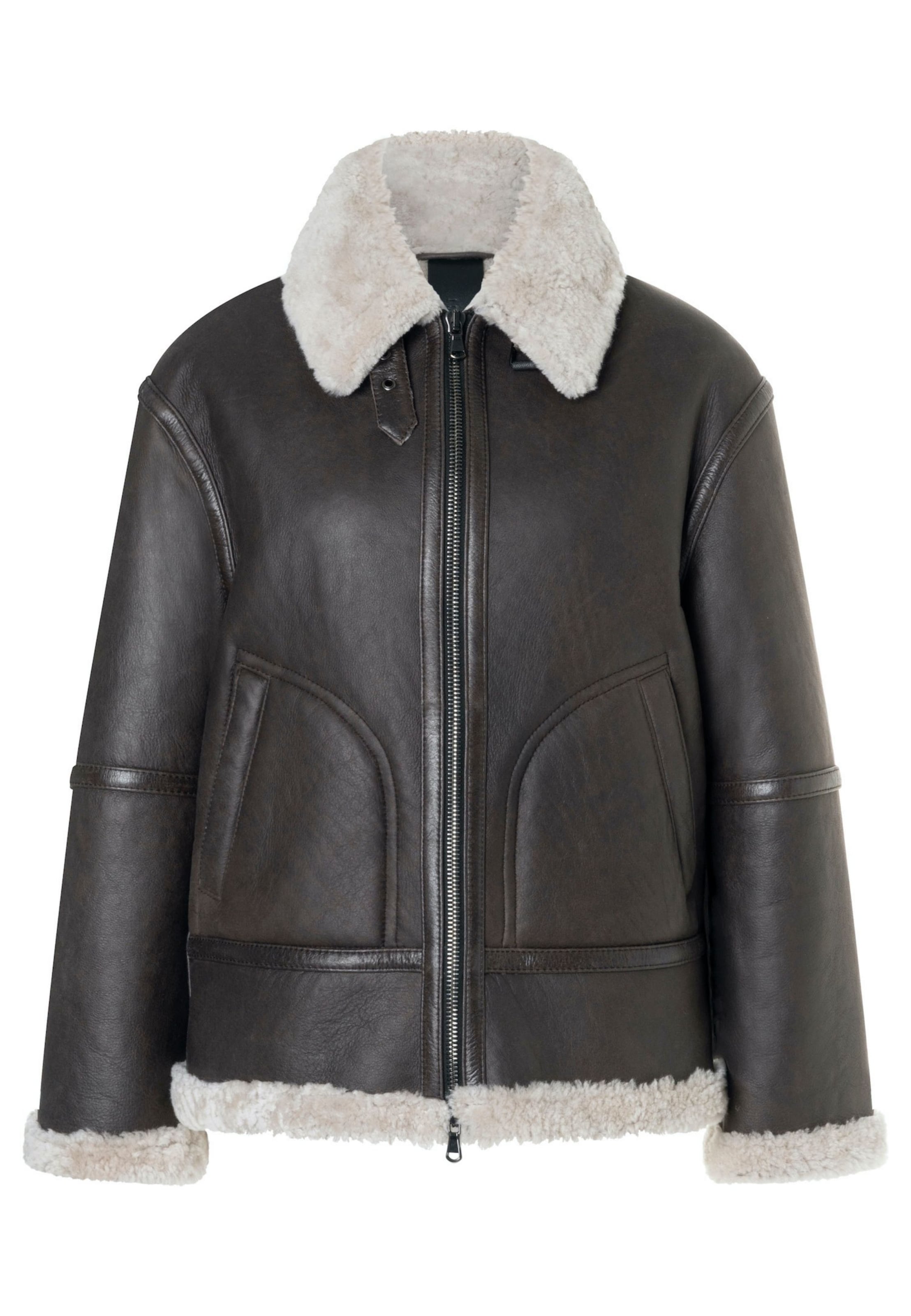 Werner Christ Lammfelljacke 'Selena' in Braun: Vorderseite