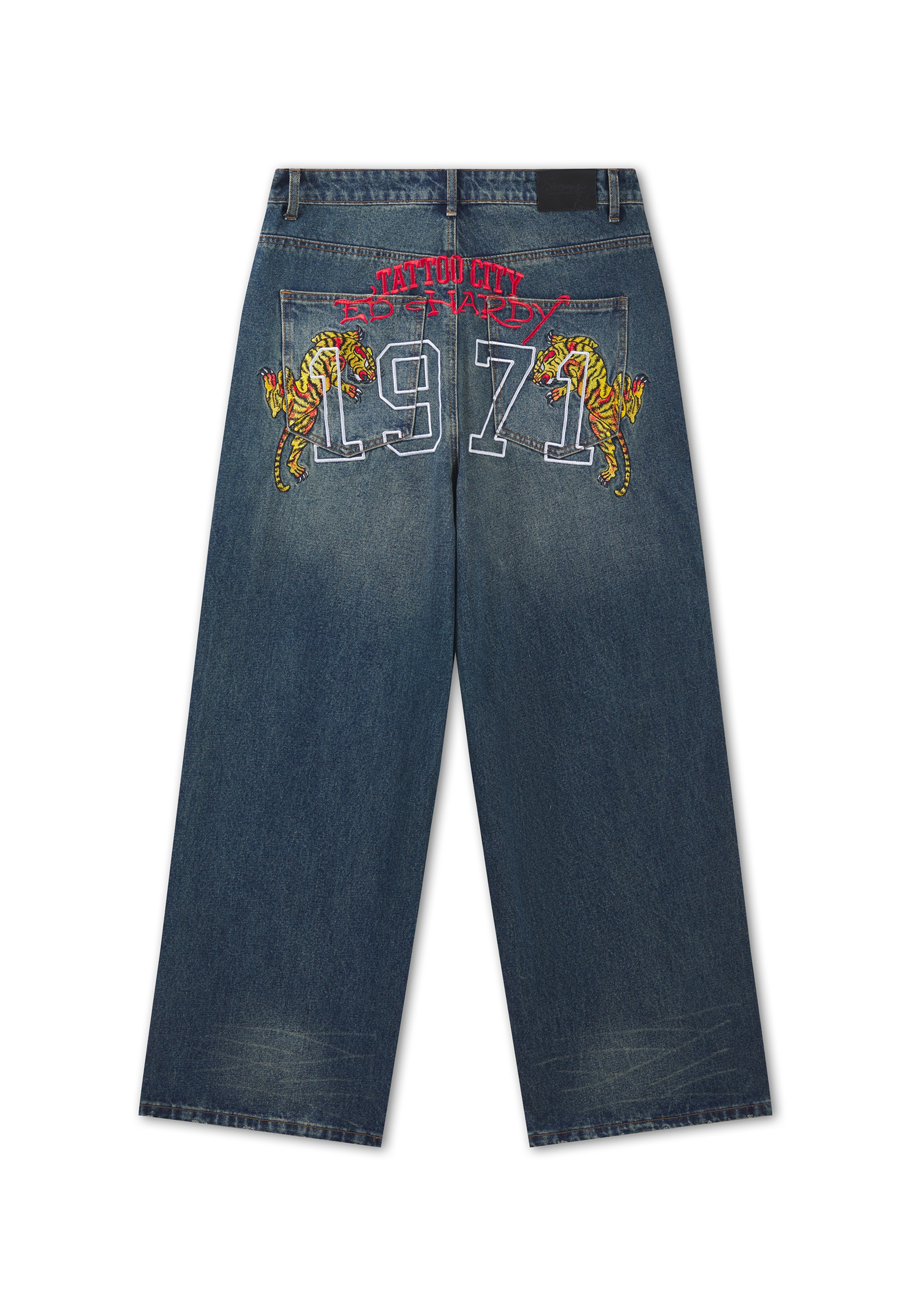 Baggy Jean 'Tattoo City Tiger' Ed Hardy en bleu