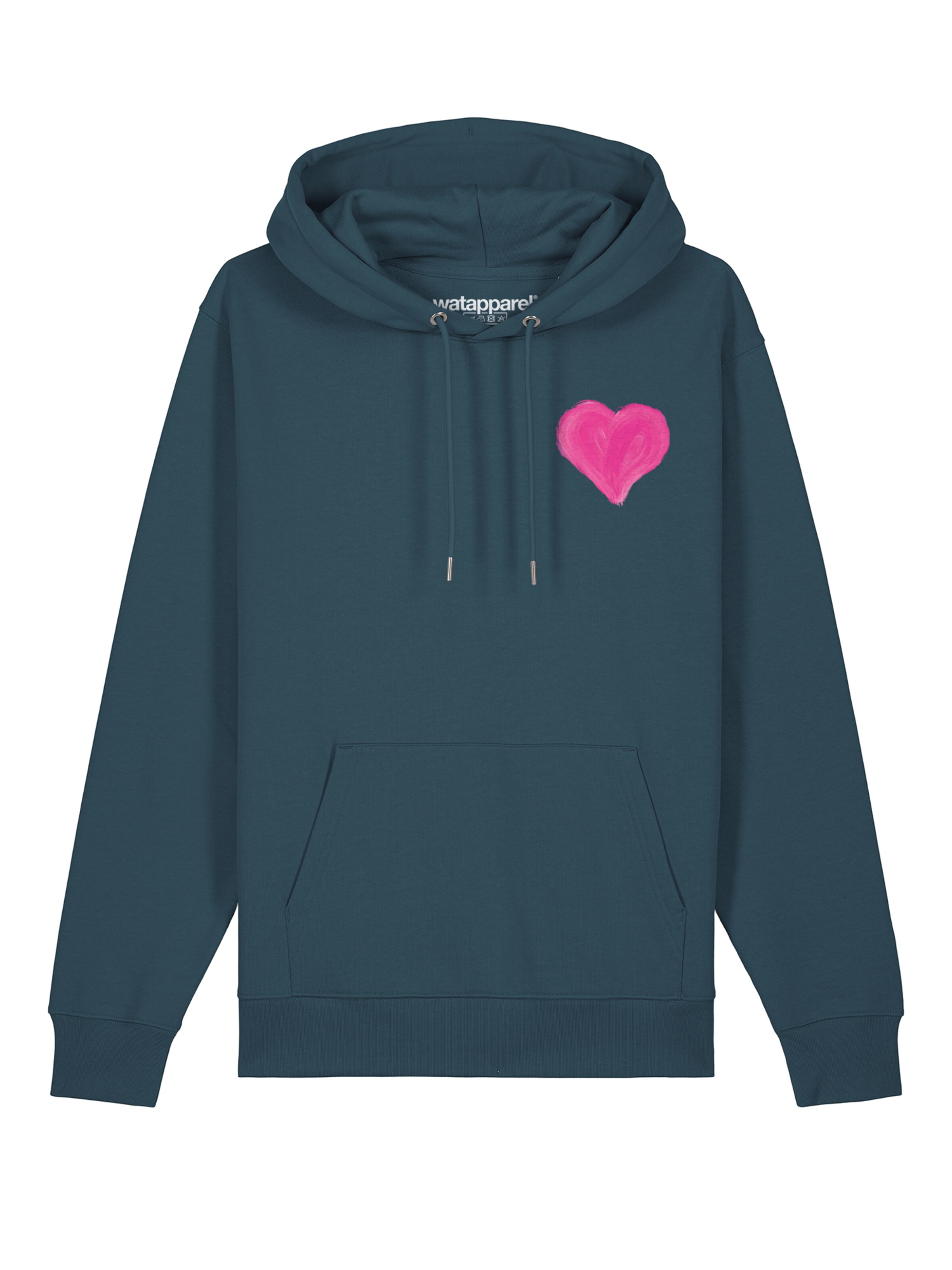 Felpa ' Pink Heart ' di Watapparel in blu: frontale