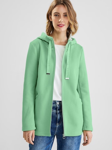 STREET ONE Zip-Up Hoodie in Green: front