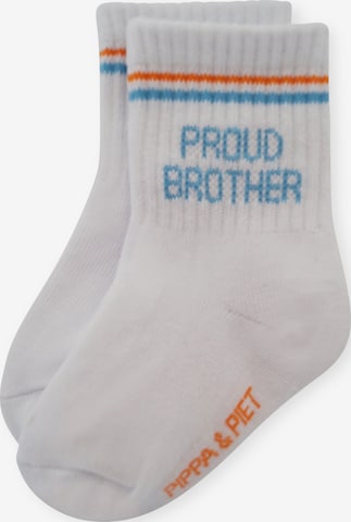 Pippa & Piet Socks 'Proud Brother' in White: front
