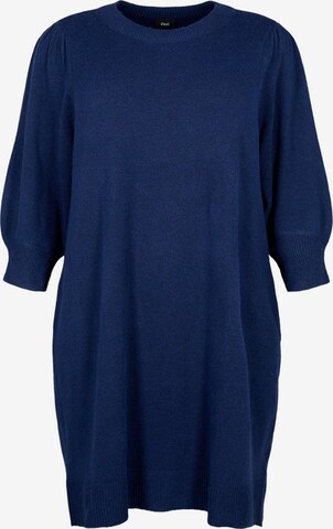 Zizzi Úpletové šaty 'CASUNNY' – modrá: přední strana