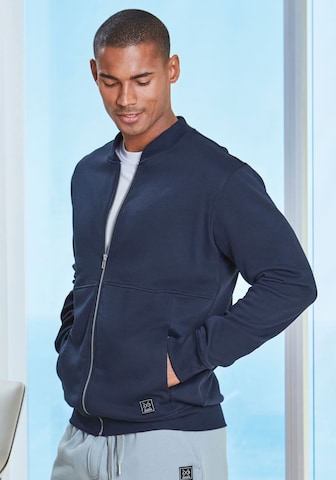 JOHN DEVIN Zip-Up Hoodie in Blue: front