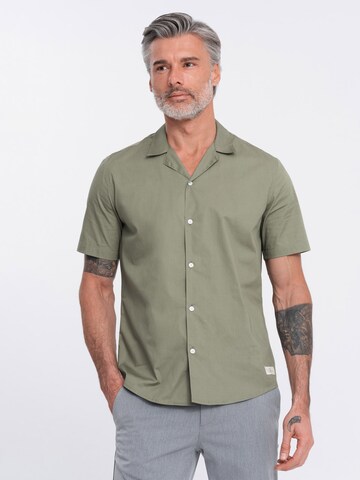Ombre Comfort fit Button Up Shirt 'SHSS-0168' in Green: front