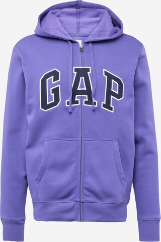 GAP Zip-Up Hoodie 'HERITAGE' in Purple: front