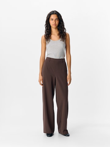 OBJECT Wide leg Chino Pants 'OBJLisa' in Brown