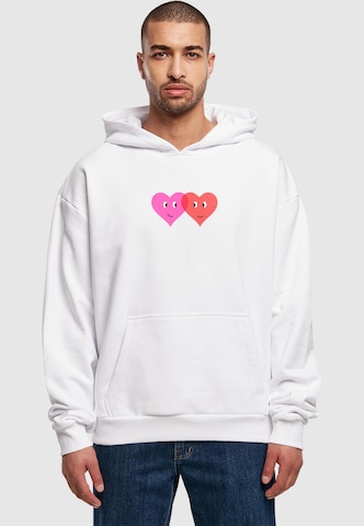 Merchcode Sweatshirt 'Hugs & Love - Two Hearts' in Wit: voorkant