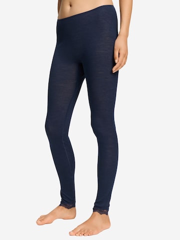 Hanro Skinny Leggings ' Woolen Lace ' in Blauw: voorkant