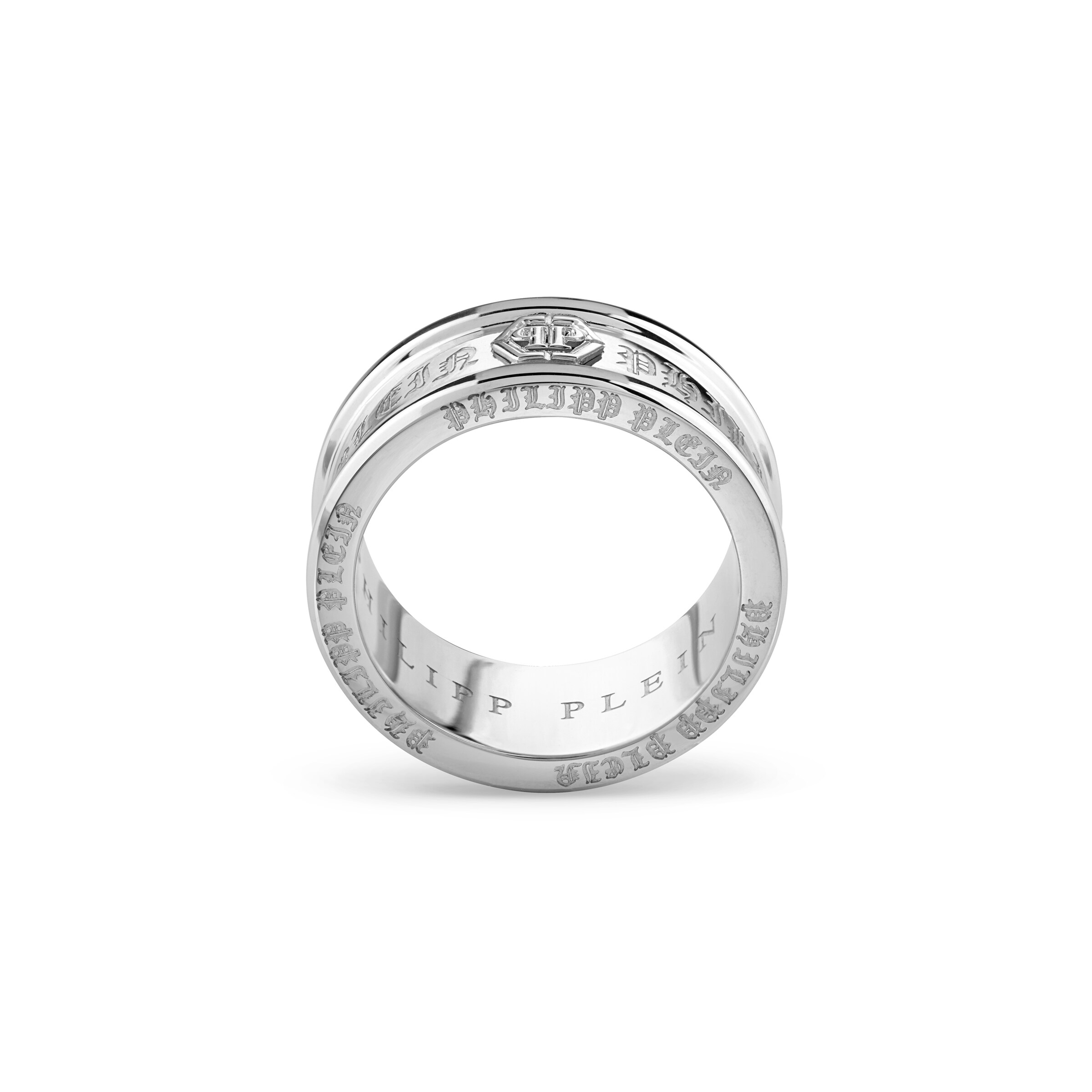 Philipp Plein Jewellery Ring 'Gothic Tag' in Zilver