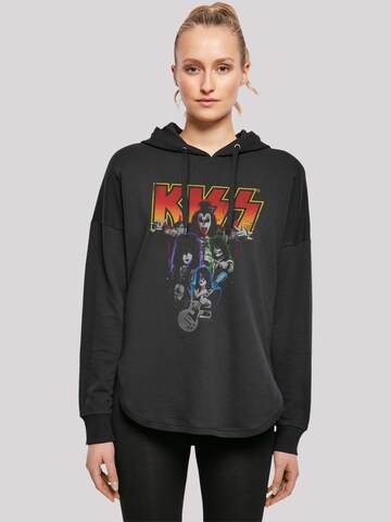F4NT4STIC Sweatshirt 'Kiss Rock Music Band Neon Band' in Schwarz: predná strana