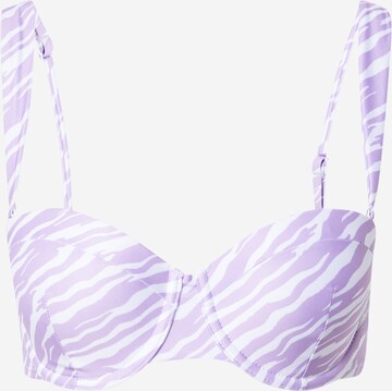 Hunkemöller Balkonetka Góra bikini 'Zebra' w kolorze fioletowy: przód