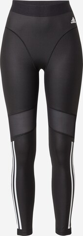 ADIDAS SPORTSWEAR - Skinny Calças de desporto 'Hyperglam 3-Stripes' em preto: frente