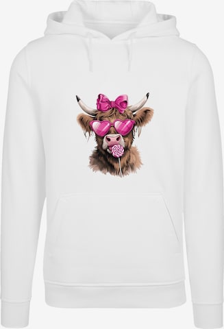 F4NT4STIC Sweatshirt 'Highland Cow Valentinstag Sonnenbrille' in White: front