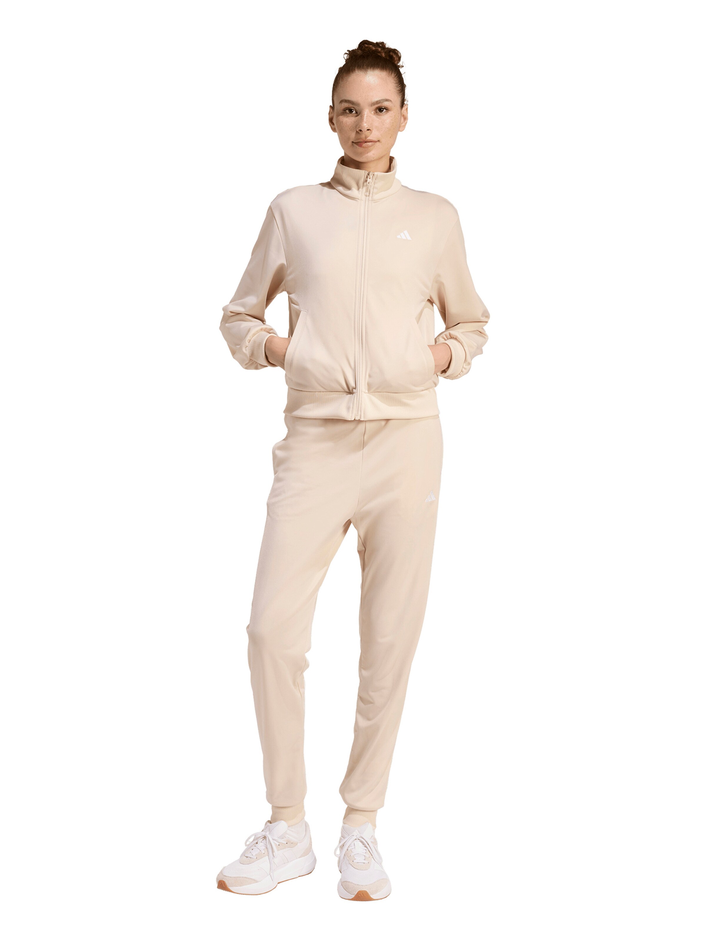 ADIDAS SPORTSWEAR Trainingspak 'Essentials Feel Cozy' in Beige: voorkant