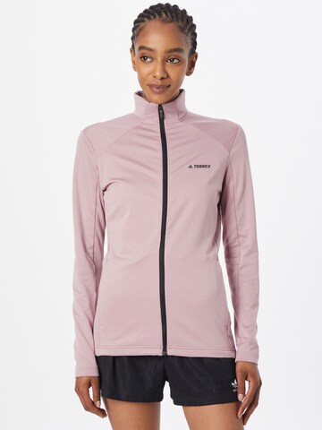 ADIDAS TERREX Skinny Sportsweatjacke in Pink: predná strana