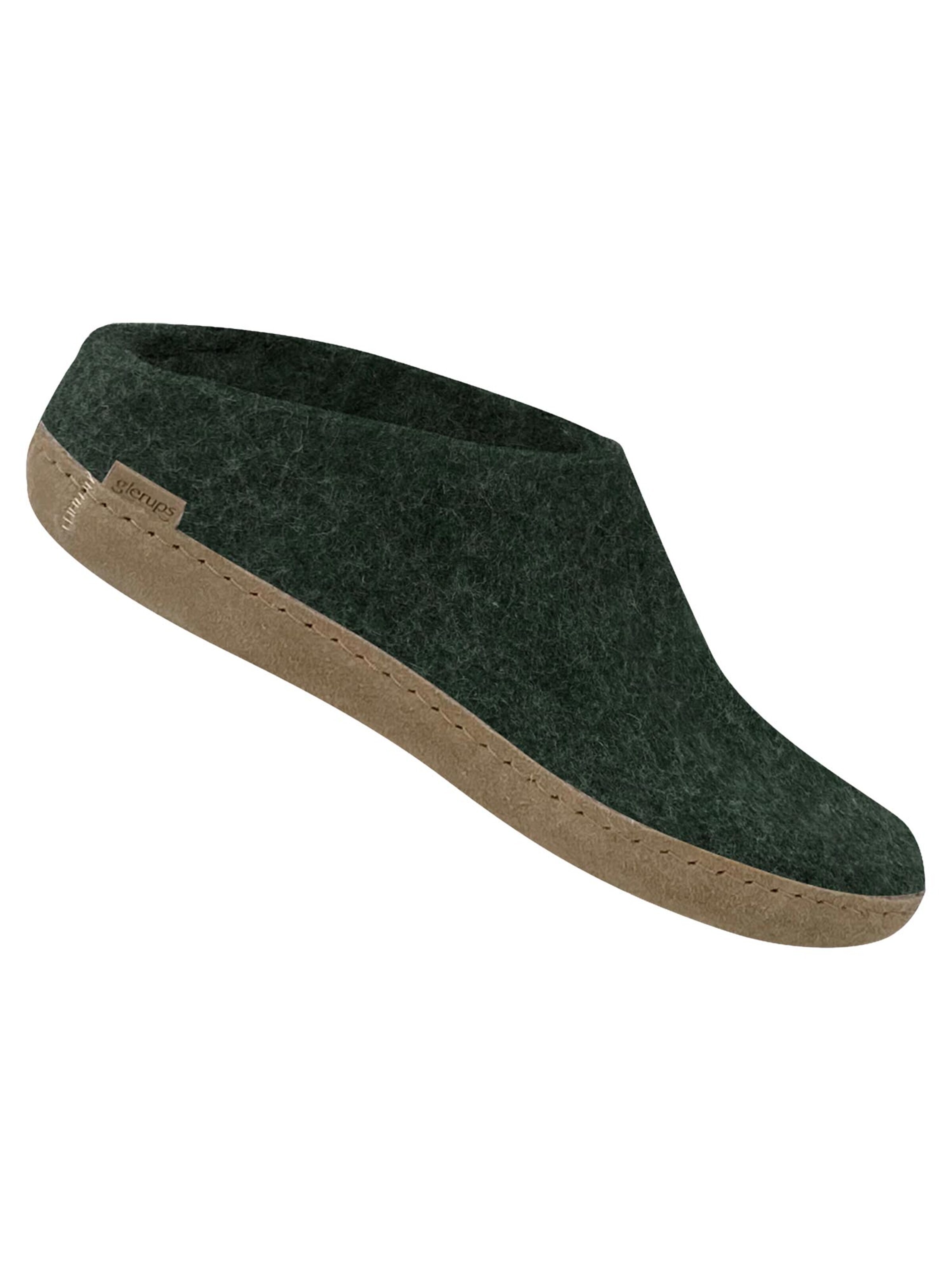 Glerups Slippers 'Ledersohle' in Green