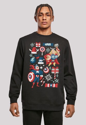 F4NT4STIC Sweatshirt 'Marvel Universe Thor And Captain America Christmas Day' in Zwart: voorkant
