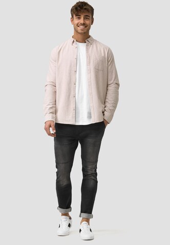 INDICODE JEANS Regular Fit Businesshemd 'Kepner' in Beige