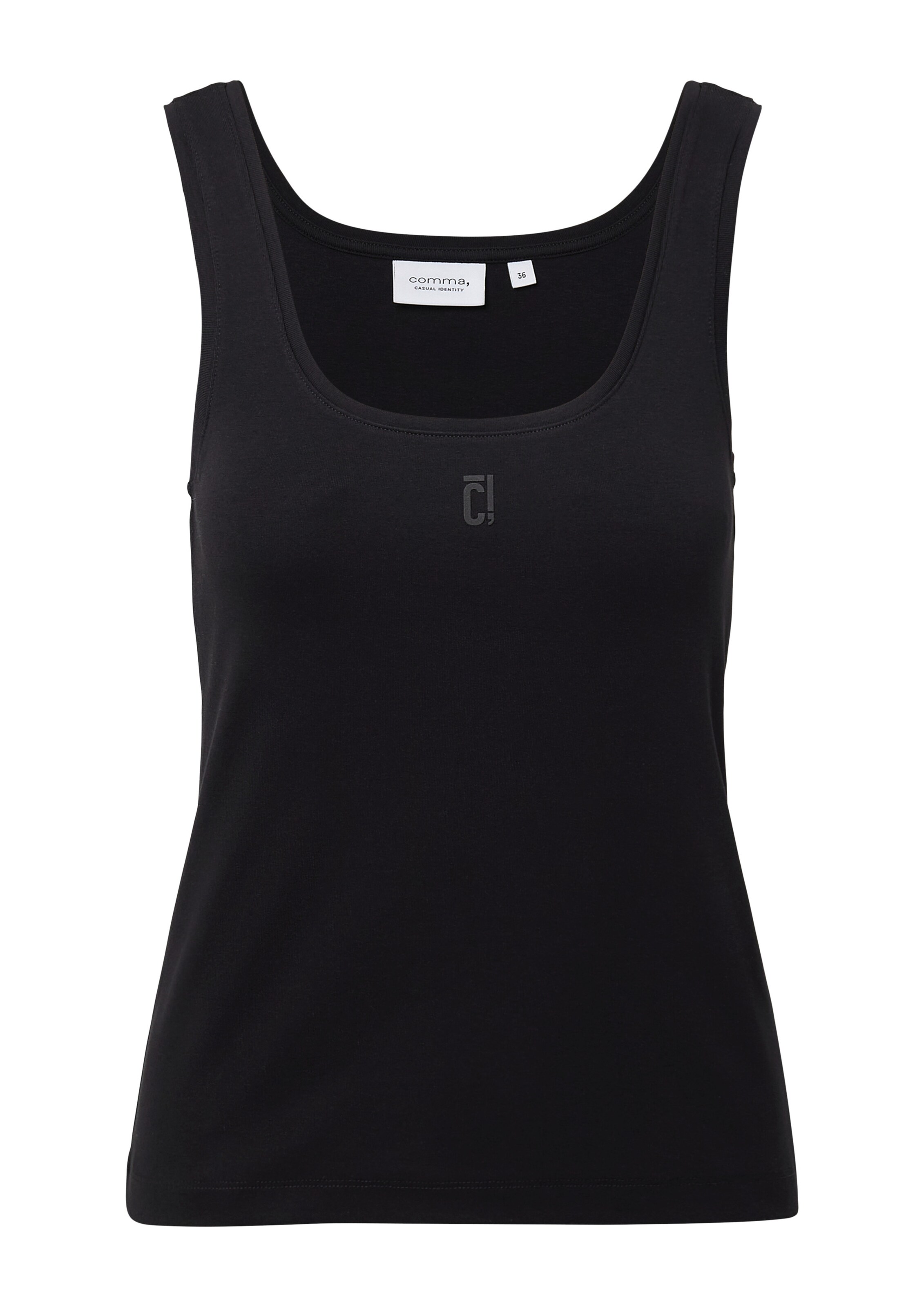 comma casual identity Top in Zwart: voorkant