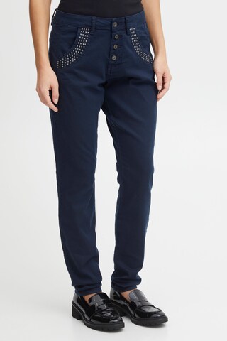 PULZ Jeans Slimfit Broek 'Melina' in Blauw: voorkant