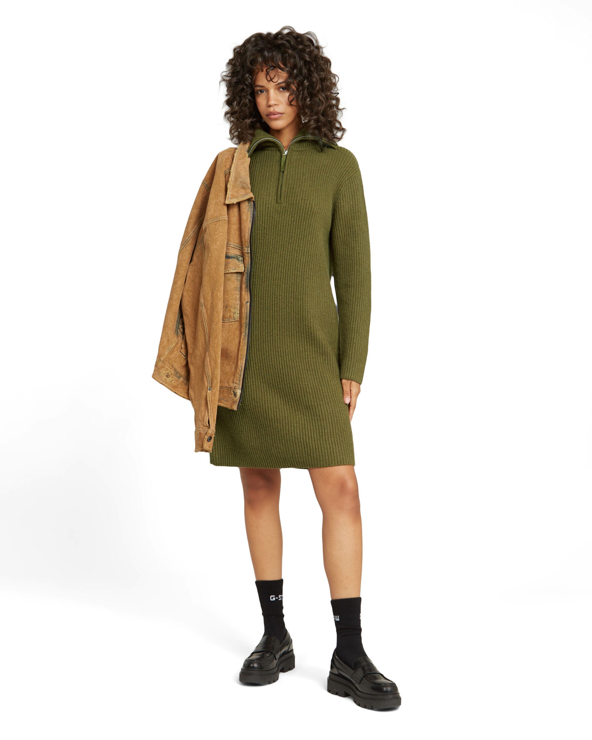 G-STAR Gebreide jurk 'Chunky Skipper' in Groen